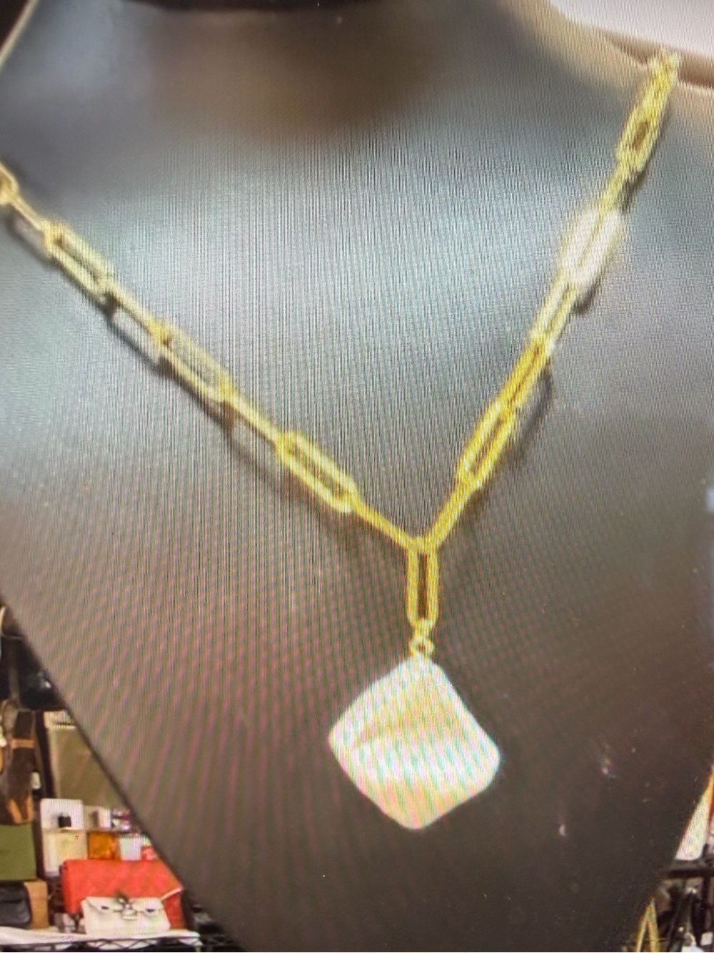 Sterling Silver 24k Plated Paperclip Chain Necklace with White Conch Pearl